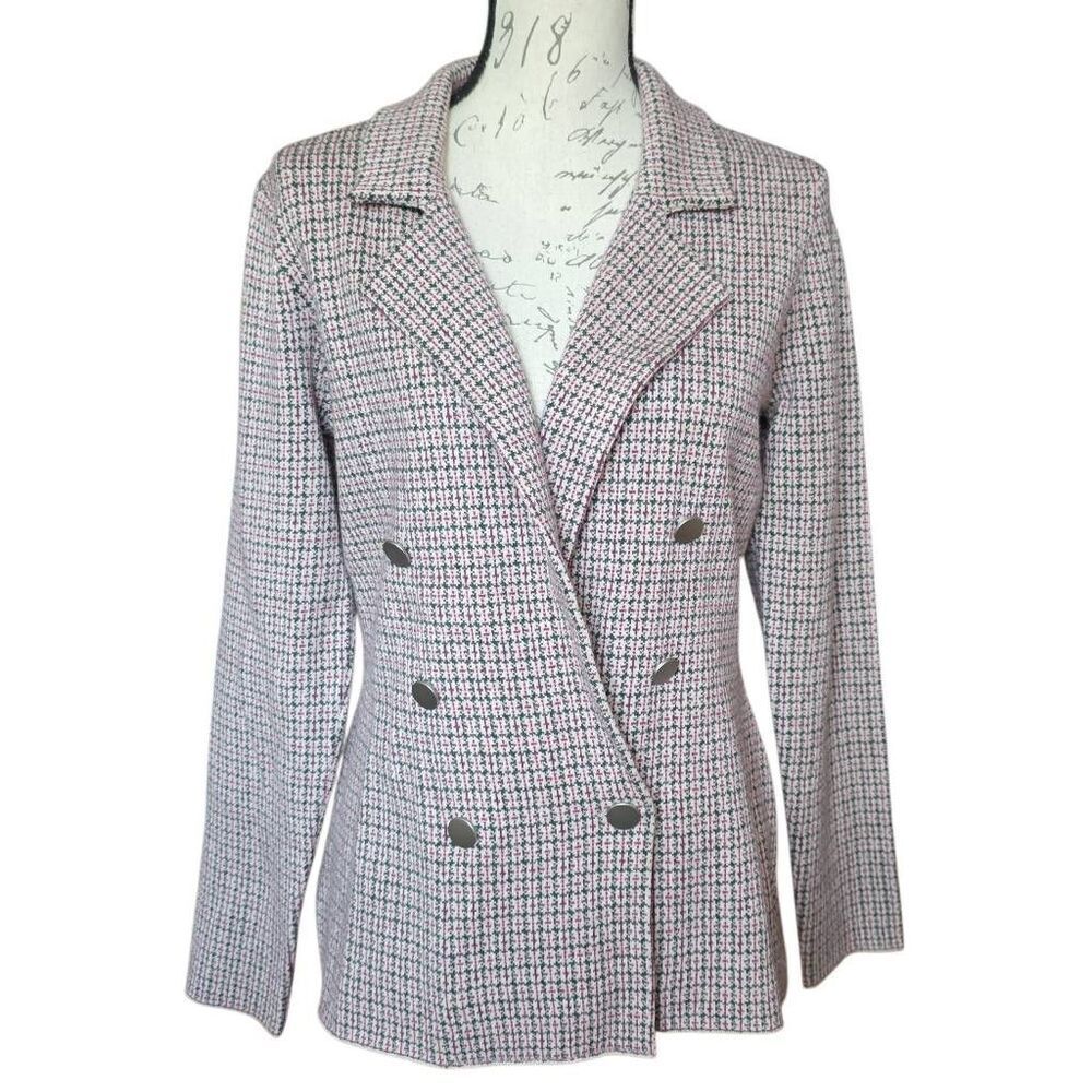 Max Studio Women's Size XS Cream Gray Majenta Tweed Lightweight Peacoat